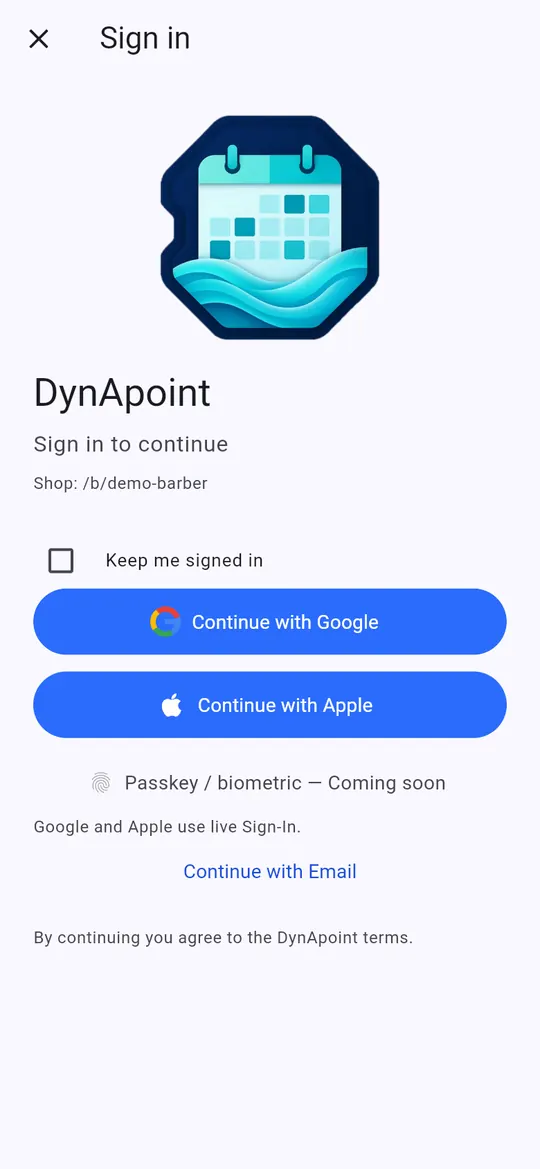 Sign in with Google or Apple
